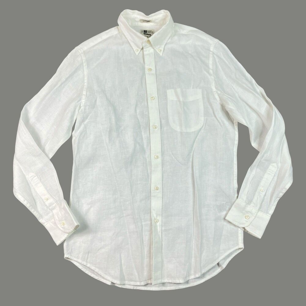 J Crew Baird McNutt Button Down Shirt Mens S White Irish Linen Classic Fit BE554